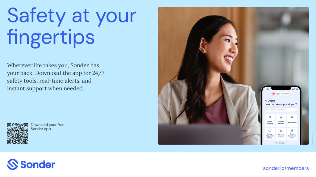 Digital banner: Stay safe with Sonder